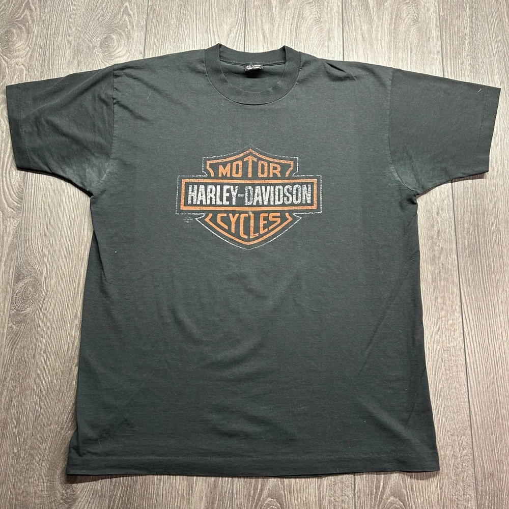 Vintage Harley-Davidson Logo T-Shirt Mens XL Black Graphic Tee Made in Canada